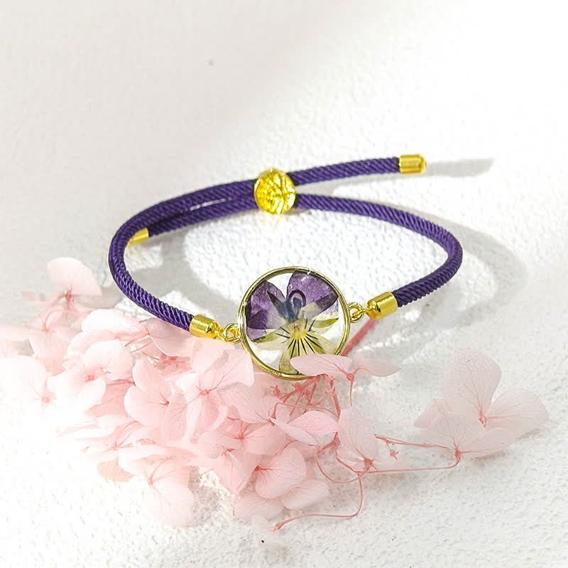 Buddha Stones Handgefertigtes, verstellbares Armband aus geflochtenem Seil mit Geburtsblume aus Kunstharz - image 1