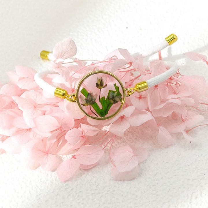 Buddha Stones Handgefertigtes, verstellbares Armband aus geflochtenem Seil mit Geburtsblume aus Kunstharz - Schneeglöckchen (Handgelenkumfang: 17–22 cm) - image 4