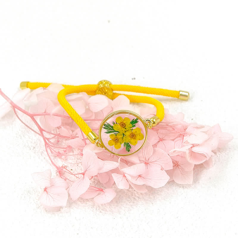 Buddha Stones Handgefertigtes, verstellbares Armband aus geflochtenem Seil mit Geburtsblume aus Kunstharz - Narzisse (Handgelenkumfang: 17–22 cm) - image 5