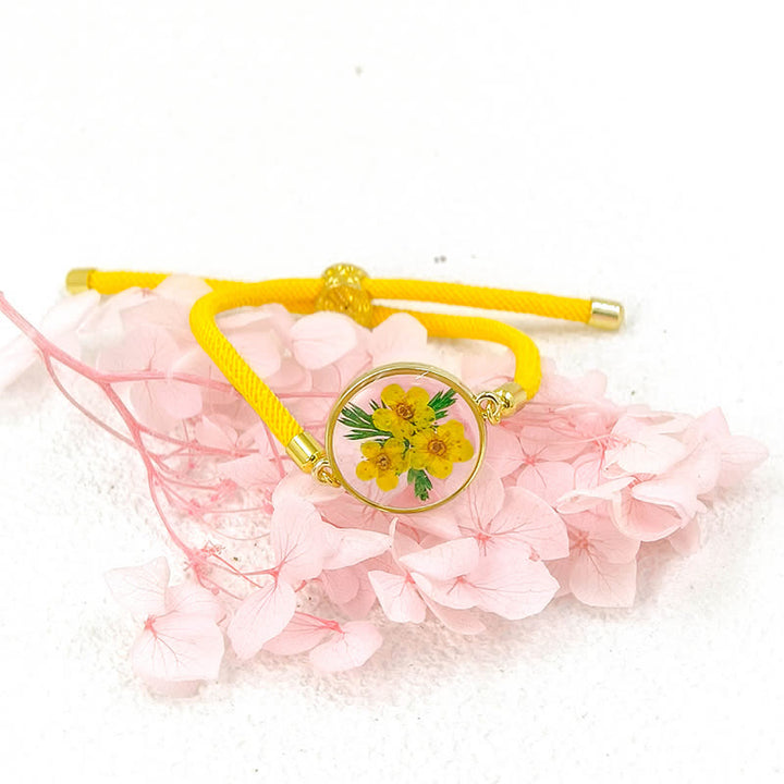 Buddha Stones Handgefertigtes, verstellbares Armband aus geflochtenem Seil mit Geburtsblume aus Kunstharz - Narzisse (Handgelenkumfang: 17–22 cm) - image 5