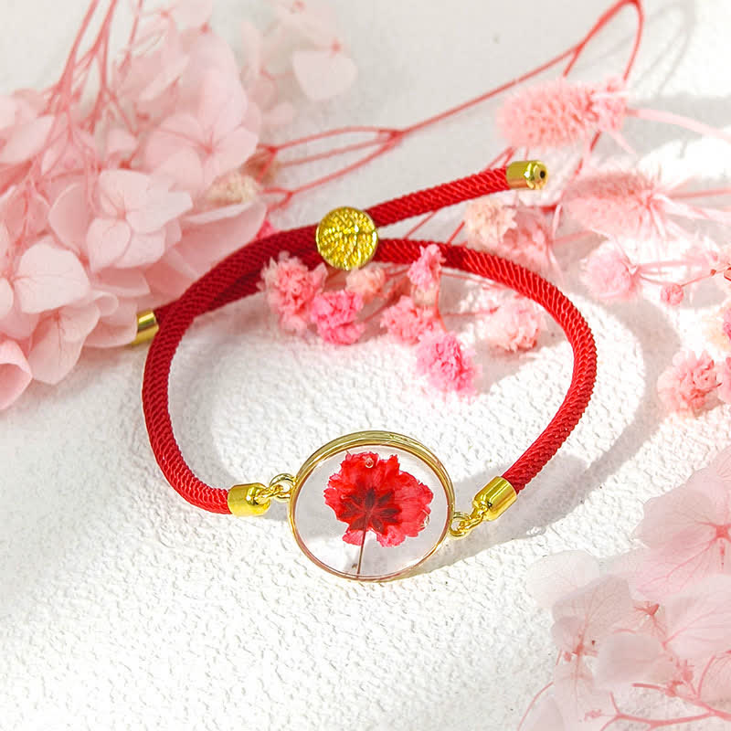 Buddha Stones Handgefertigtes, verstellbares Armband aus geflochtenem Seil mit Geburtsblume aus Kunstharz - Rose (Handgelenkumfang: 17–22 cm) - image 8