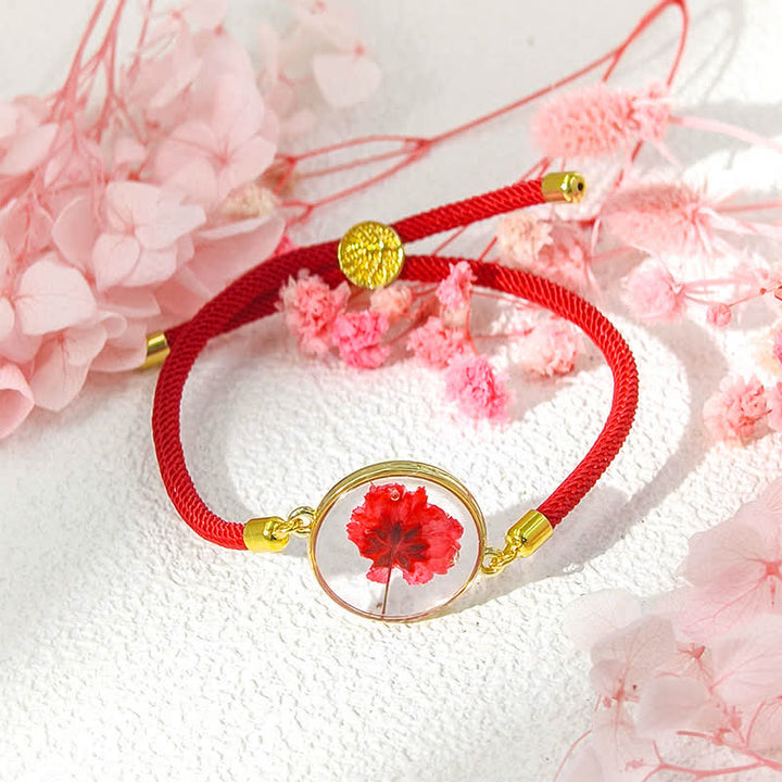 Buddha Stones Handgefertigtes, verstellbares Armband aus geflochtenem Seil mit Geburtsblume aus Kunstharz - Rose (Handgelenkumfang: 17–22 cm) - image 8