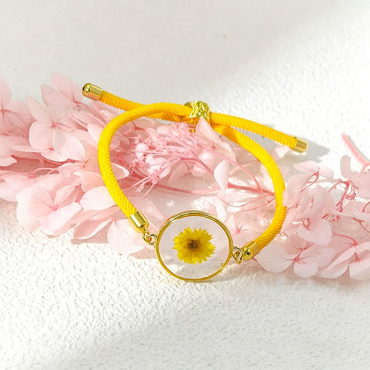 Buddha Stones Handgefertigtes, verstellbares Armband aus geflochtenem Seil mit Geburtsblume aus Kunstharz - Ringelblume (Handgelenkumfang: 17–22 cm) - image 12