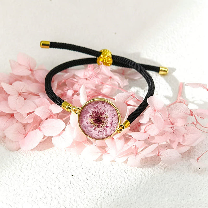 Buddha Stones Handgefertigtes, verstellbares Armband aus geflochtenem Seil mit Geburtsblume aus Kunstharz - Chrysantheme (Handgelenkumfang: 17–22 cm) - image 13