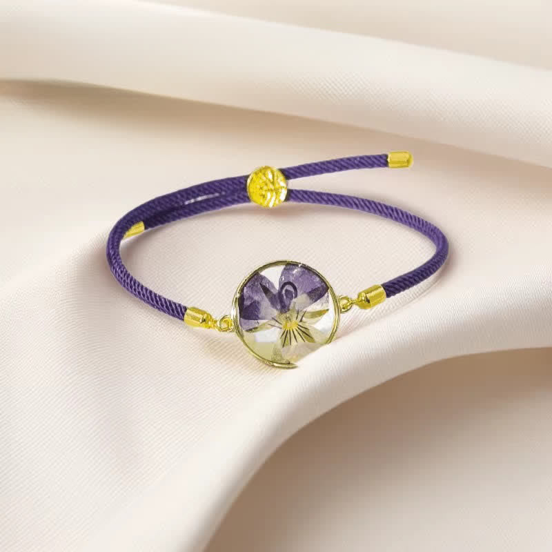 Buddha Stones Handgefertigtes, verstellbares Armband aus geflochtenem Seil mit Geburtsblume aus Kunstharz - Violett (Handgelenkumfang: 17–22 cm) - image 0