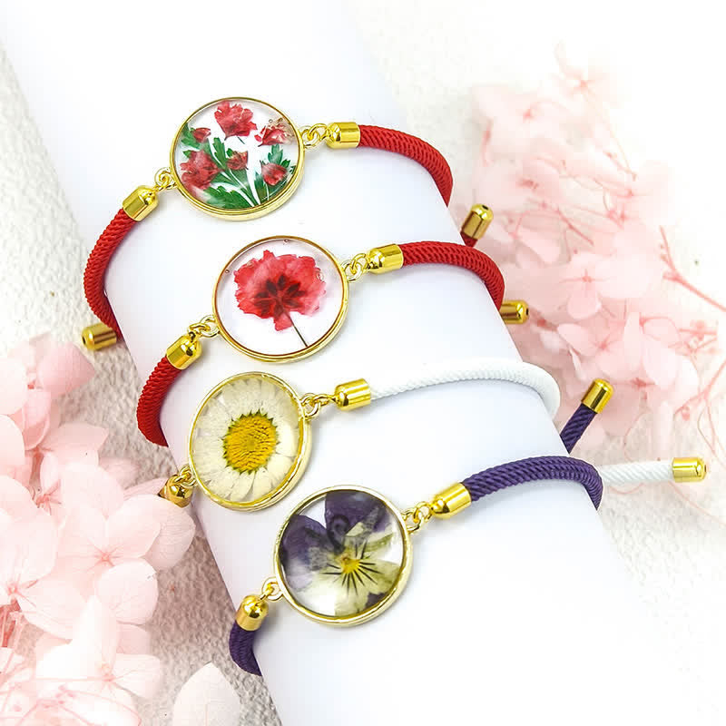 Buddha Stones Handgefertigtes, verstellbares Armband aus geflochtenem Seil mit Geburtsblume aus Kunstharz - image 15