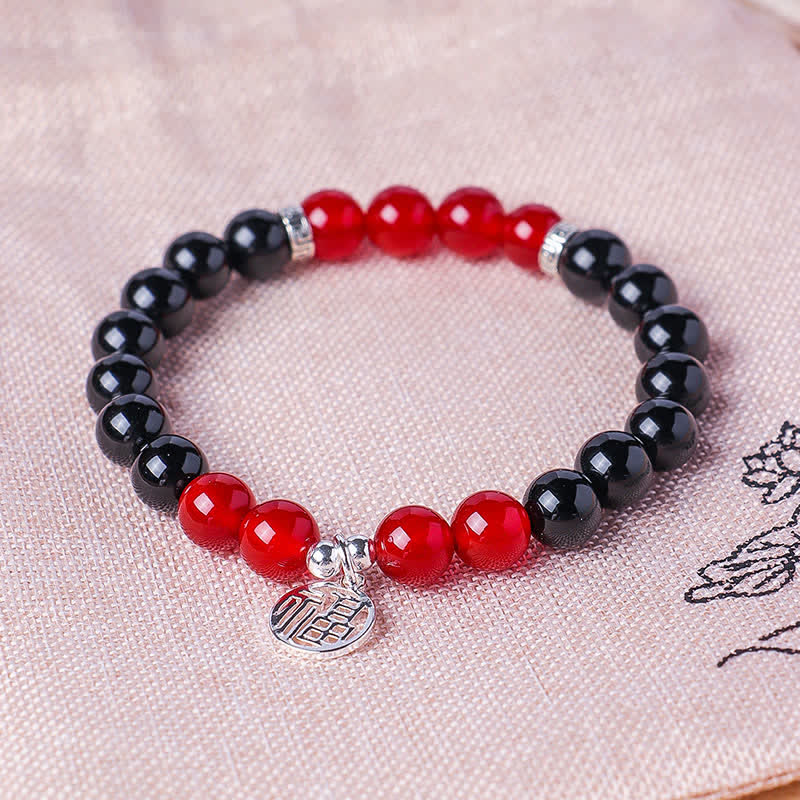 Buddha Stones Schwarzes Onyx-Fu-Charakter-Perlenarmband - image 10