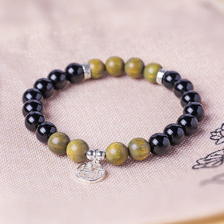 Buddha Stones Schwarzes Onyx-Fu-Charakter-Perlenarmband - image 17