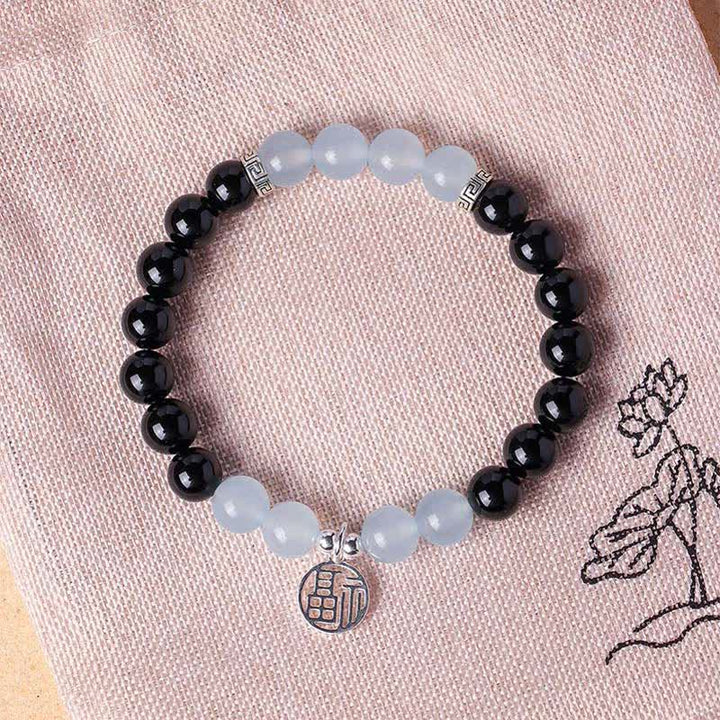 Buddha Stones Schwarzes Onyx-Fu-Charakter-Perlenarmband - image 13