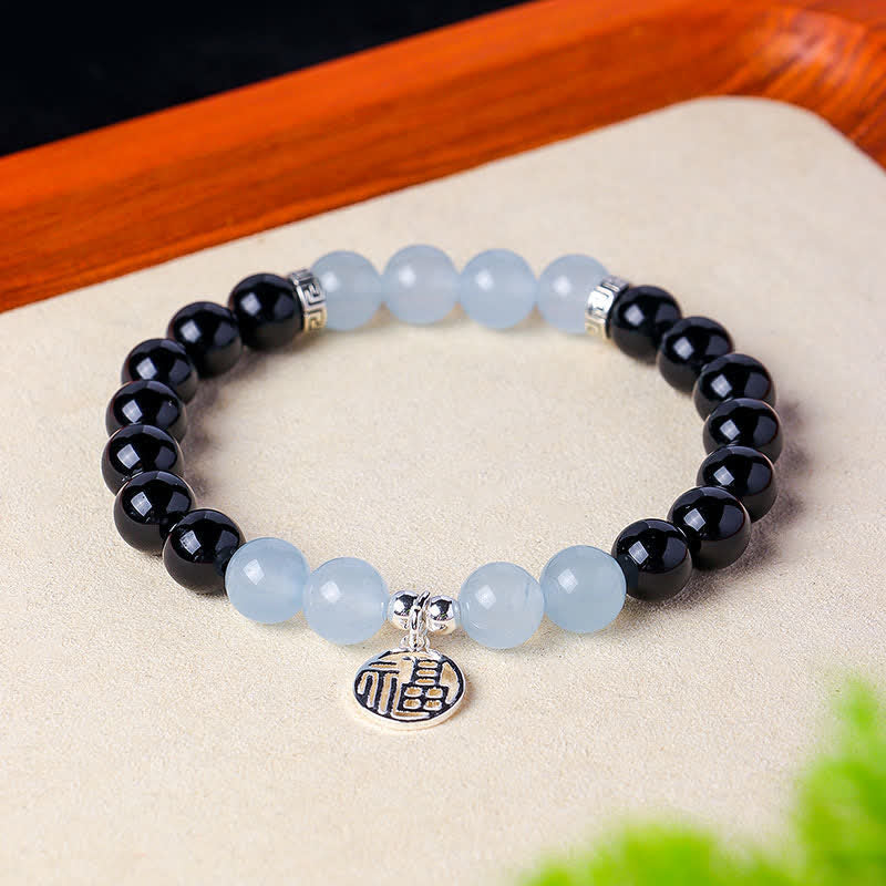 Buddha Stones Schwarzes Onyx-Fu-Charakter-Perlenarmband - image 14