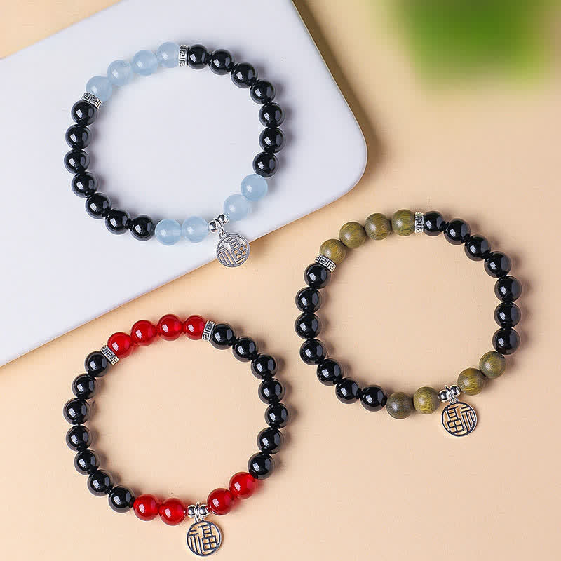 Buddha Stones Schwarzes Onyx-Fu-Charakter-Perlenarmband - image 20
