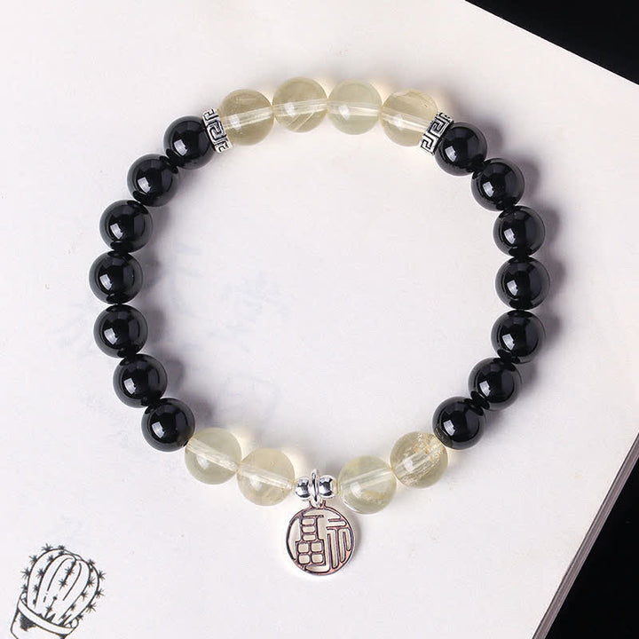 Buddha Stones Schwarzes Onyx-Fu-Charakter-Perlenarmband - image 3