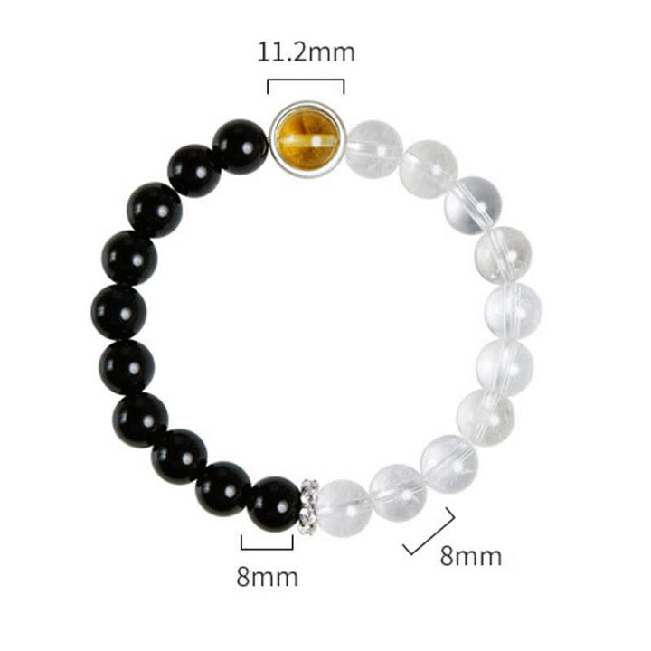 Buddha Stones Schutzarmband aus klarem Quarz und schwarzem Obsidian - image 8