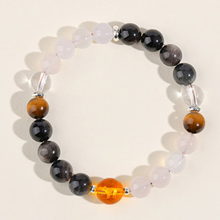Buddha Stones Armband aus natürlichen Kristallen, silberglänzendem Obsidian, chinesischem Tierkreiszeichen und Schutzsymbol - image 4