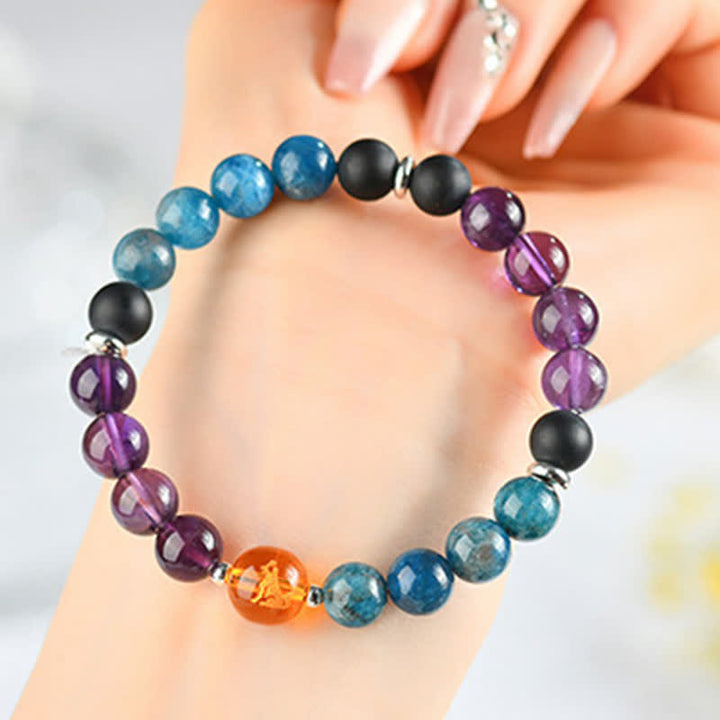 Buddha Stones Armband aus natürlichen Kristallen, silberglänzendem Obsidian, chinesischem Tierkreiszeichen und Schutzsymbol - Hund (Handgelenkumfang: 15–16 cm) - image 44