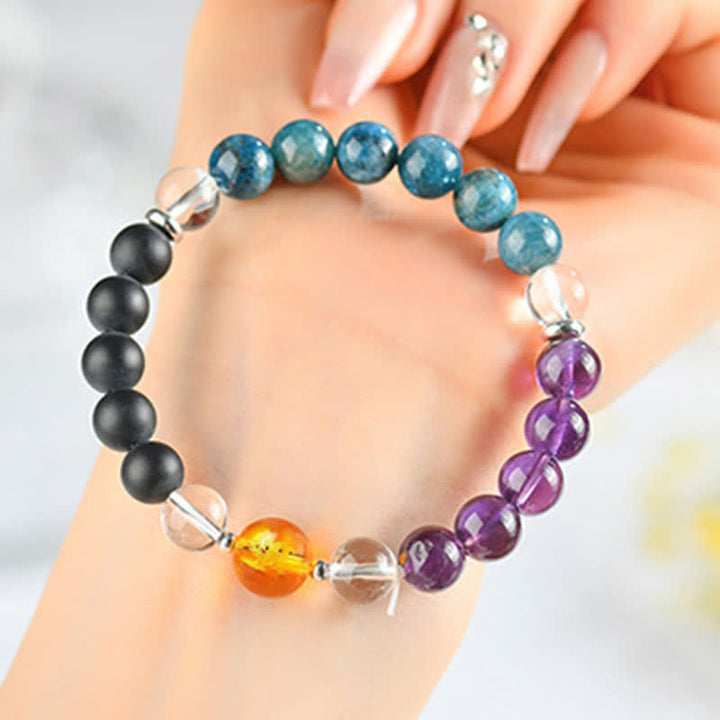 Buddha Stones Armband aus natürlichen Kristallen, silberglänzendem Obsidian, chinesischem Tierkreiszeichen und Schutzsymbol - Schwein (Handgelenkumfang: 15–16 cm) - image 47