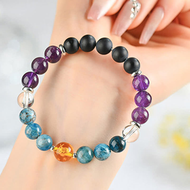 Buddha Stones Armband aus natürlichen Kristallen, silberglänzendem Obsidian, chinesischem Tierkreiszeichen und Schutzsymbol - Kaninchen (Handgelenkumfang: 15–16 cm) - image 13