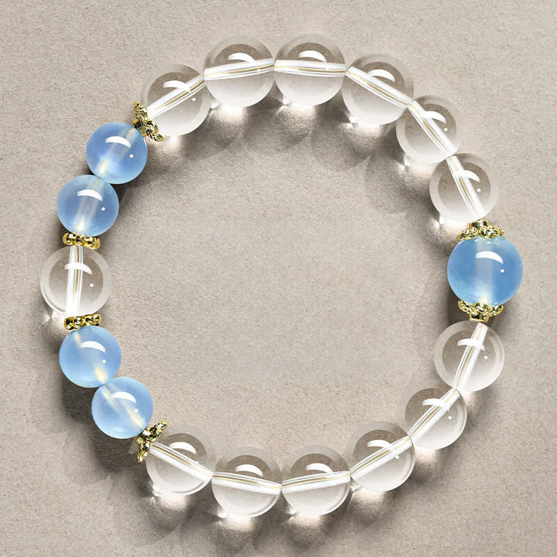 Buddha Stones Heilendes Armband aus natürlichen, klaren Quarzperlen - 10 mm klarer Quarz-Aquamarin (Handgelenkumfang: 16–17 cm) - image 8
