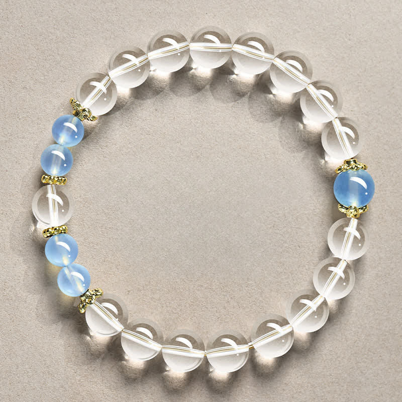 Buddha Stones Heilendes Armband aus natürlichen, klaren Quarzperlen - 8 mm klarer Quarz-Aquamarin (Handgelenkumfang: 15–16 cm) - image 7