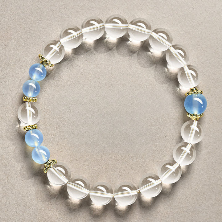 Buddha Stones Heilendes Armband aus natürlichen, klaren Quarzperlen - 8 mm klarer Quarz-Aquamarin (Handgelenkumfang: 15–16 cm) - image 7