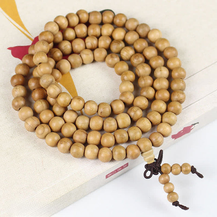Buddha Stones Pfirsichholz-Mala, handpoliert, geknotet, 108 Perlen - 8 mm - Normal - Pfirsichholz (Schutz ♥ Reinigung) - image 1
