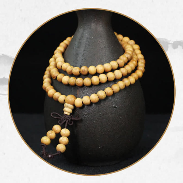 Buddha Stones Pfirsichholz-Mala, handpoliert, geknotet, 108 Perlen - image 9
