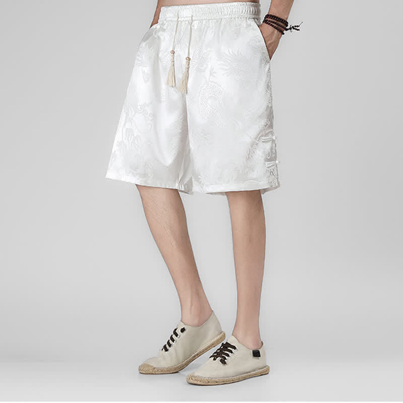 Buddha Stones Sommerliche Herrenshorts mit Kordelzug, Drachenfrosch-Motiv, seitlichen Knöpfen und Taschen - Weiß - US/ UK/AU46, EU56 (5XL) - image 10