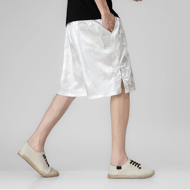 Buddha Stones Sommerliche Herrenshorts mit Kordelzug, Drachenfrosch-Motiv, seitlichen Knöpfen und Taschen - image 16