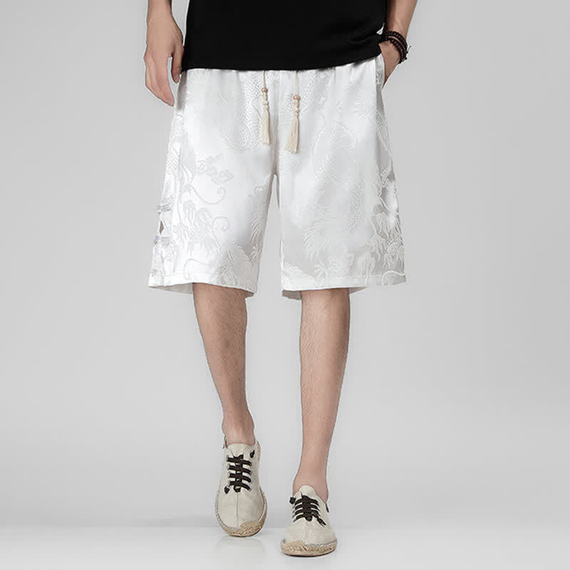 Buddha Stones Sommerliche Herrenshorts mit Kordelzug, Drachenfrosch-Motiv, seitlichen Knöpfen und Taschen - image 19