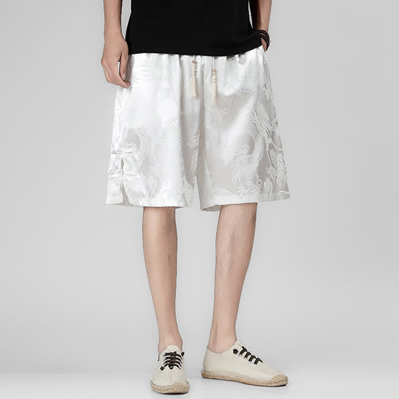Buddha Stones Sommerliche Herrenshorts mit Kordelzug, Drachenfrosch-Motiv, seitlichen Knöpfen und Taschen - image 11