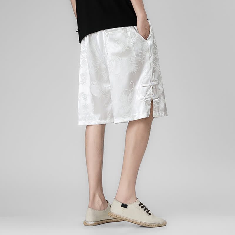 Buddha Stones Sommerliche Herrenshorts mit Kordelzug, Drachenfrosch-Motiv, seitlichen Knöpfen und Taschen - image 12