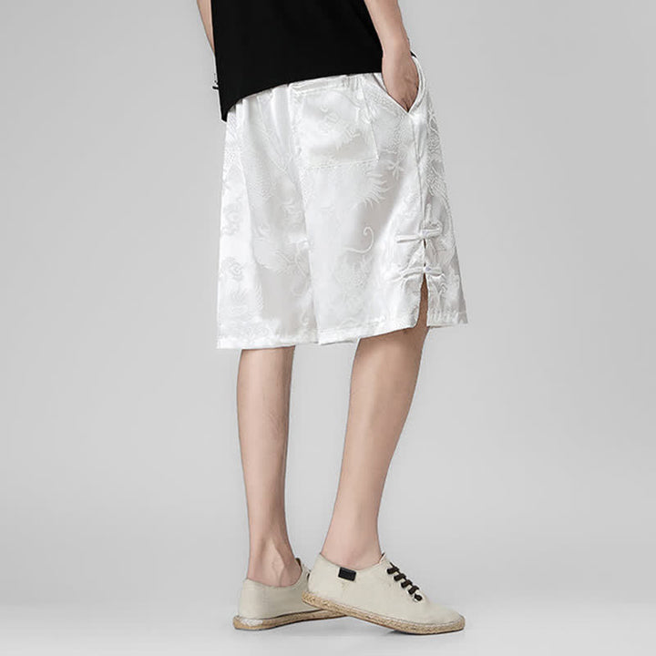 Buddha Stones Sommerliche Herrenshorts mit Kordelzug, Drachenfrosch-Motiv, seitlichen Knöpfen und Taschen - image 12