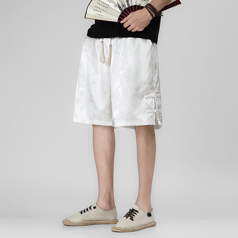 Buddha Stones Sommerliche Herrenshorts mit Kordelzug, Drachenfrosch-Motiv, seitlichen Knöpfen und Taschen - image 20