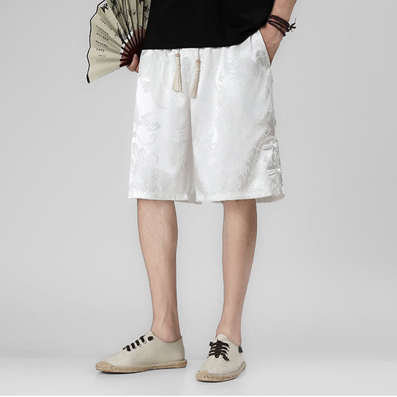Buddha Stones Sommerliche Herrenshorts mit Kordelzug, Drachenfrosch-Motiv, seitlichen Knöpfen und Taschen - image 18
