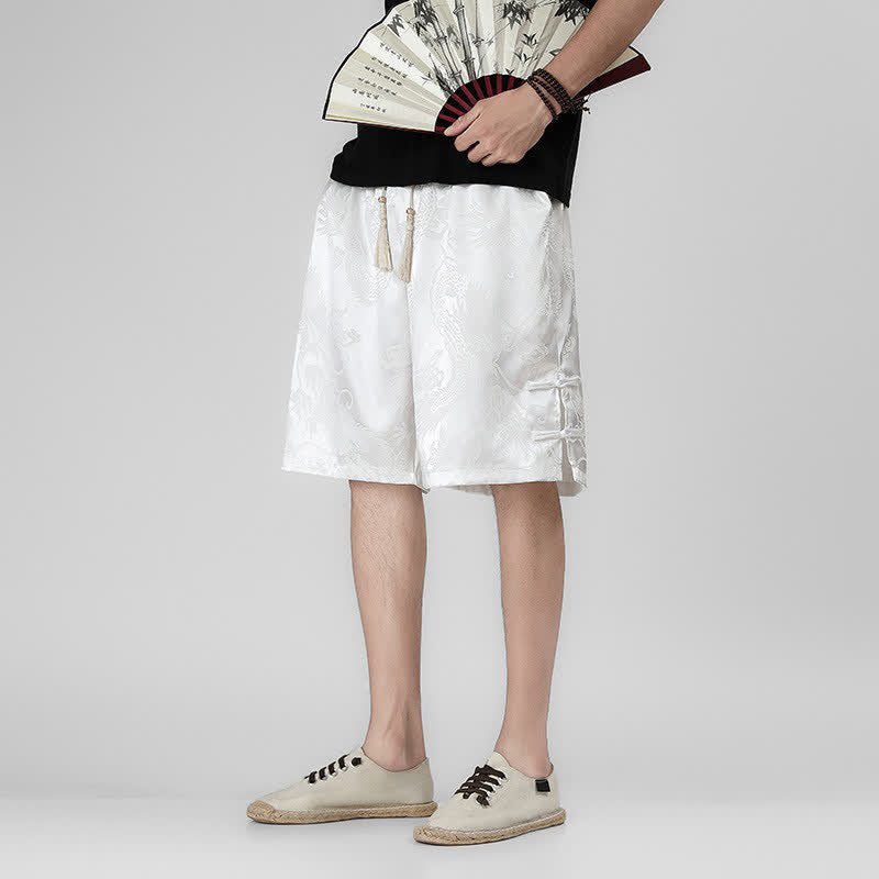 Buddha Stones Sommerliche Herrenshorts mit Kordelzug, Drachenfrosch-Motiv, seitlichen Knöpfen und Taschen - image 17
