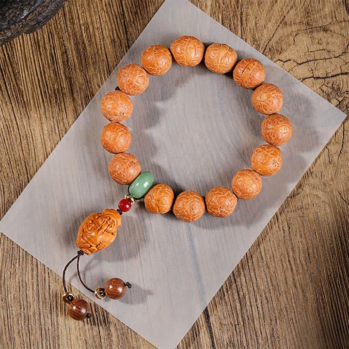 Buddha Stones Phönixauge Bodhi Weisheit Handgeschnitzte ethnische Armband-Mala - Phönixauge-Armband - 15 mm - Phönixauge Bodhi (Schutz♥Weisheit) - image 1