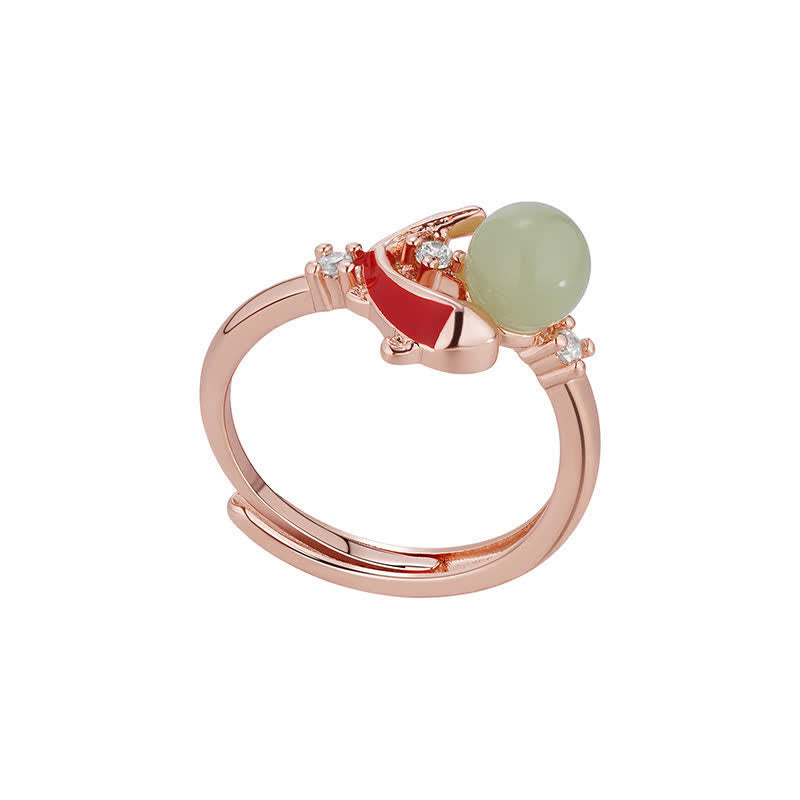 Buddha Stones Kupferner, von Koi-Fischen inspirierter, verstellbarer offener Ring mit Perlenmotiv - image 9