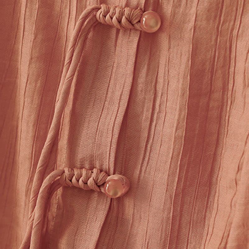Buddha Stones Sommerliches Boho-Shirt mit Knöpfen, Rundhalsausschnitt, Kurzarm, Damen, einfarbig, Kurzarm - image 19