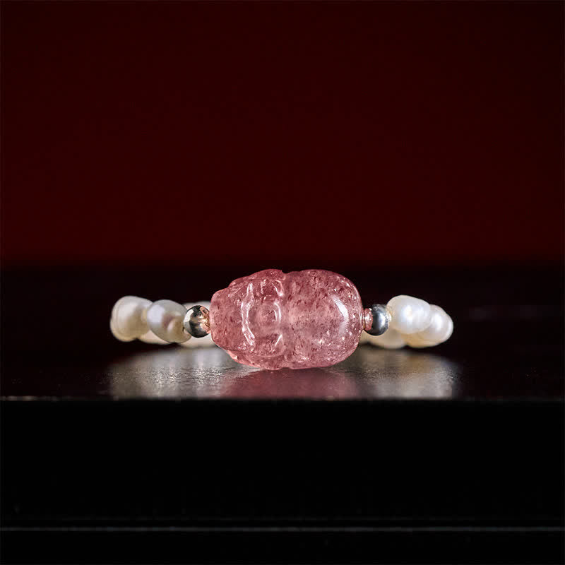 Buddha Stones 3 mm Mini-Perlen, natürlicher Mondstein, Turmalin, Granat, Perle, Erdbeerquarz, PiXiu Heilender elastischer Ring - image 23