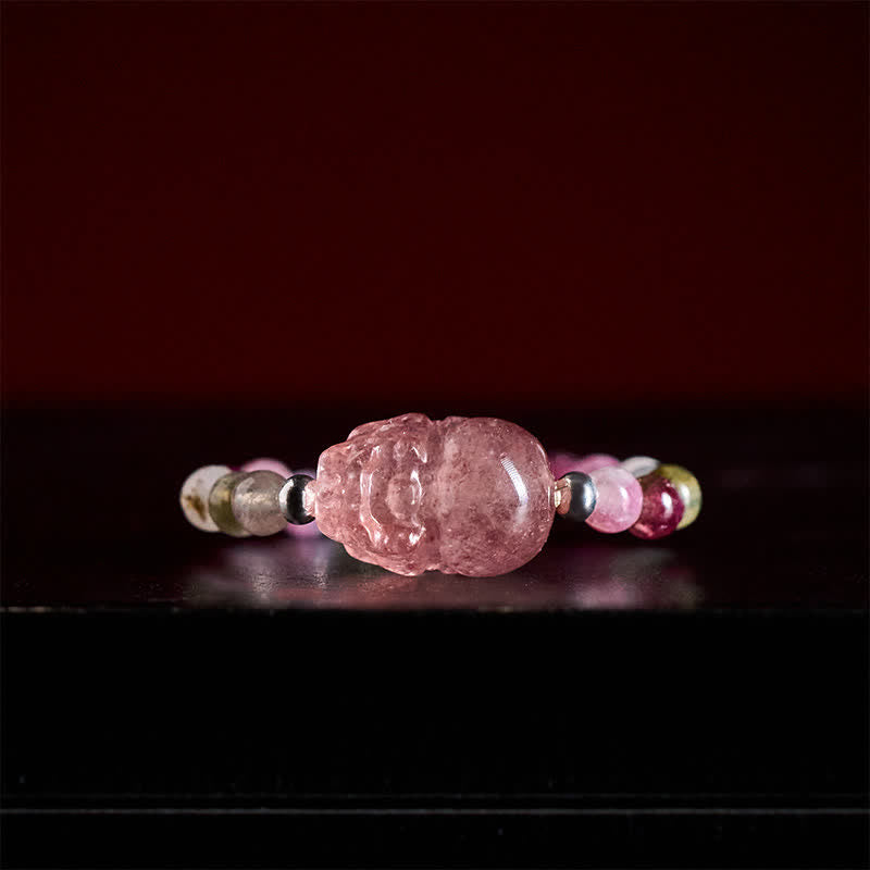 Buddha Stones 3 mm Mini-Perlen, natürlicher Mondstein, Turmalin, Granat, Perle, Erdbeerquarz, PiXiu Heilender elastischer Ring - image 18