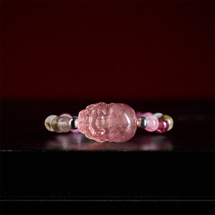 Buddha Stones 3 mm Mini-Perlen, natürlicher Mondstein, Turmalin, Granat, Perle, Erdbeerquarz, PiXiu Heilender elastischer Ring - image 18