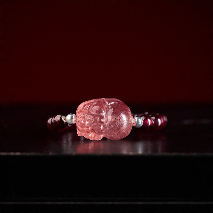 Buddha Stones 3 mm Mini-Perlen, natürlicher Mondstein, Turmalin, Granat, Perle, Erdbeerquarz, PiXiu Heilender elastischer Ring - image 3