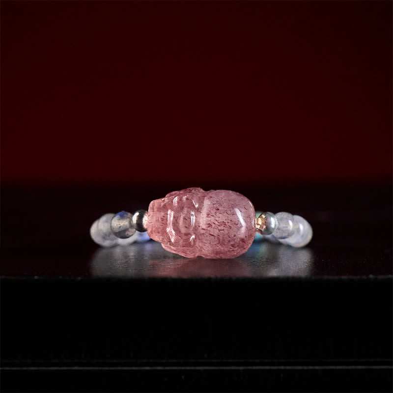 Buddha Stones 3 mm Mini-Perlen, natürlicher Mondstein, Turmalin, Granat, Perle, Erdbeerquarz, PiXiu Heilender elastischer Ring - image 11