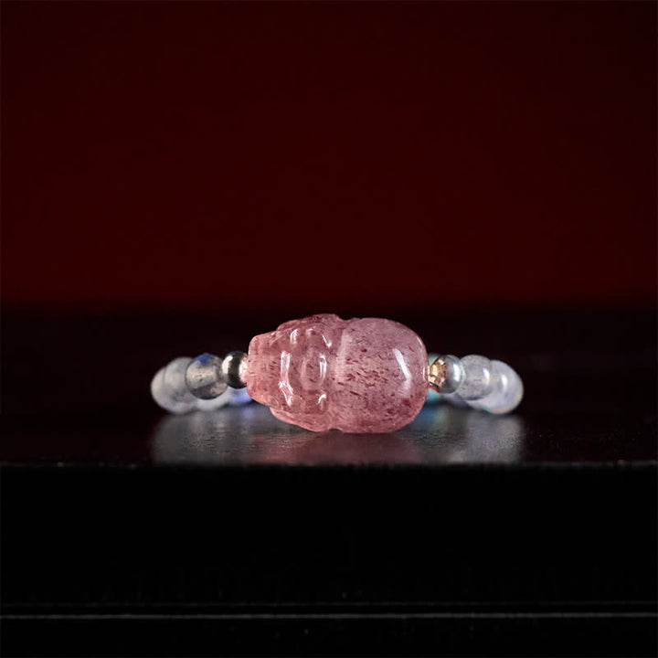 Buddha Stones 3 mm Mini-Perlen, natürlicher Mondstein, Turmalin, Granat, Perle, Erdbeerquarz, PiXiu Heilender elastischer Ring - image 11