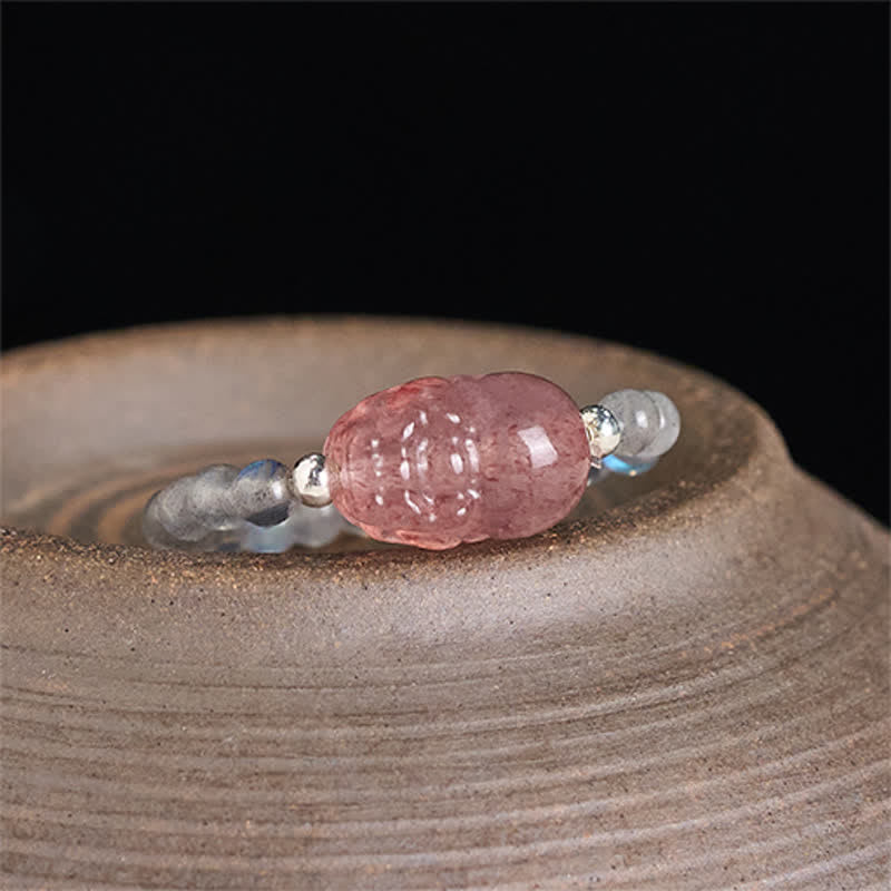 Buddha Stones 3 mm Mini-Perlen, natürlicher Mondstein, Turmalin, Granat, Perle, Erdbeerquarz, PiXiu Heilender elastischer Ring - image 10