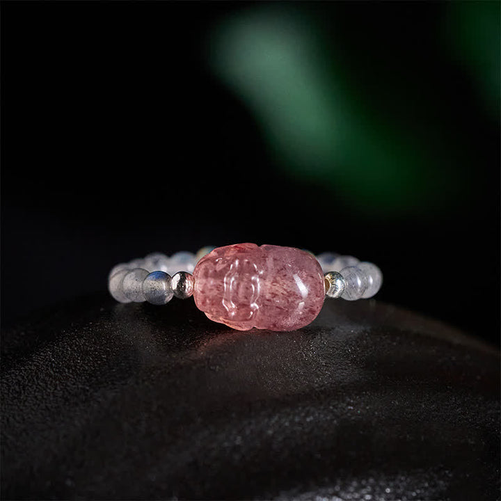 Buddha Stones 3 mm Mini-Perlen, natürlicher Mondstein, Turmalin, Granat, Perle, Erdbeerquarz, PiXiu Heilender elastischer Ring - image 12
