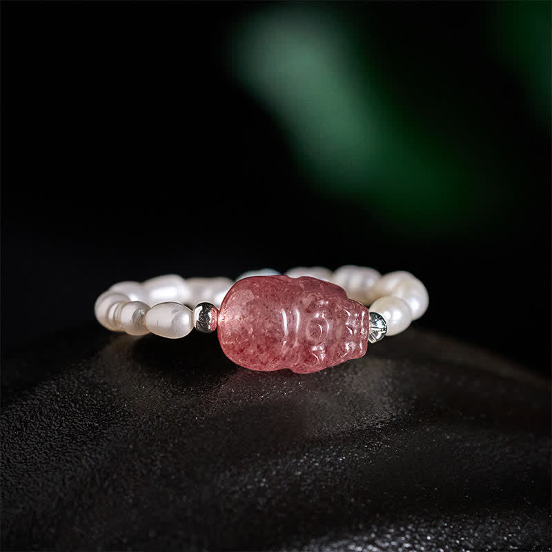 Buddha Stones 3 mm Mini-Perlen, natürlicher Mondstein, Turmalin, Granat, Perle, Erdbeerquarz, PiXiu Heilender elastischer Ring - image 24