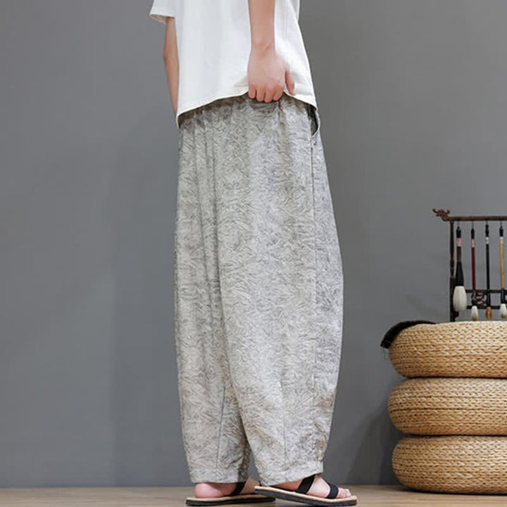 Buddha Stones Sommerliche Herren-Haremshose im Boho-Stil mit Kordelzug, einfarbigem Pflanzenmuster und Taschen - image 23