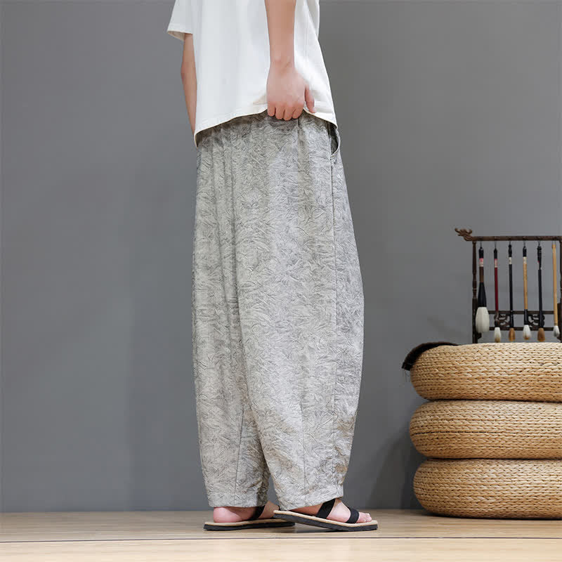 Buddha Stones Sommerliche Herren-Haremshose im Boho-Stil mit Kordelzug, einfarbigem Pflanzenmuster und Taschen - image 27