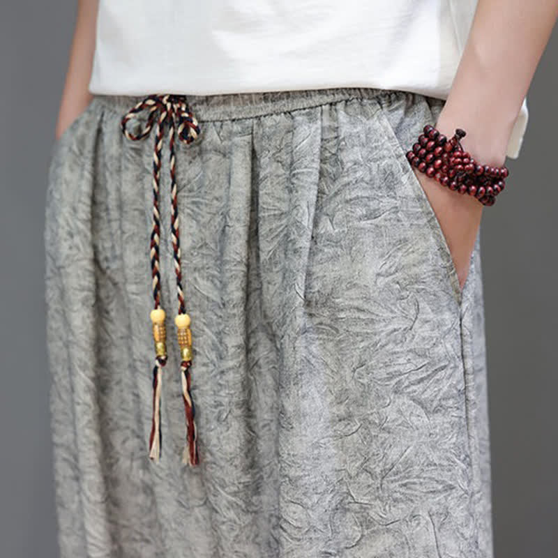 Buddha Stones Sommerliche Herren-Haremshose im Boho-Stil mit Kordelzug, einfarbigem Pflanzenmuster und Taschen - image 32
